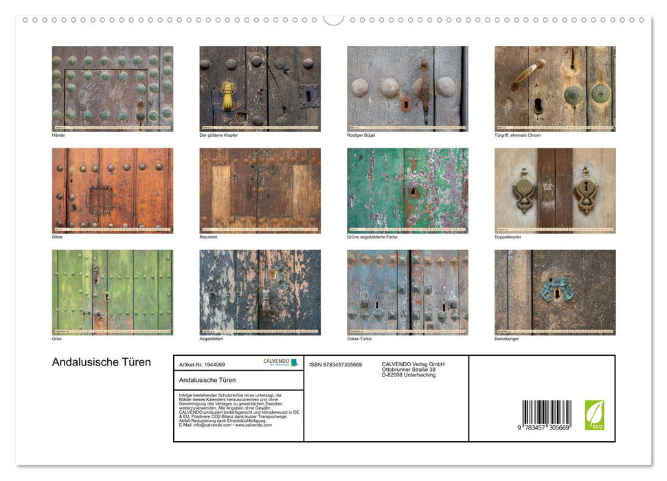 Andalusische Türen (CALVENDO Premium Wandkalender 2026)