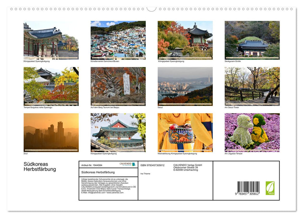 Südkoreas Herbstfärbung (CALVENDO Premium Wandkalender 2026)