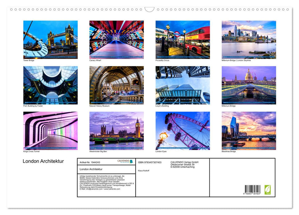 London Architektur (CALVENDO Wandkalender 2026)