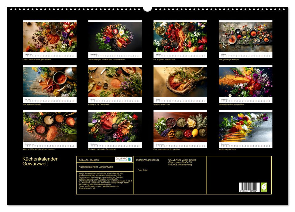Küchenkalender Gewürzwelt (CALVENDO Wandkalender 2026)
