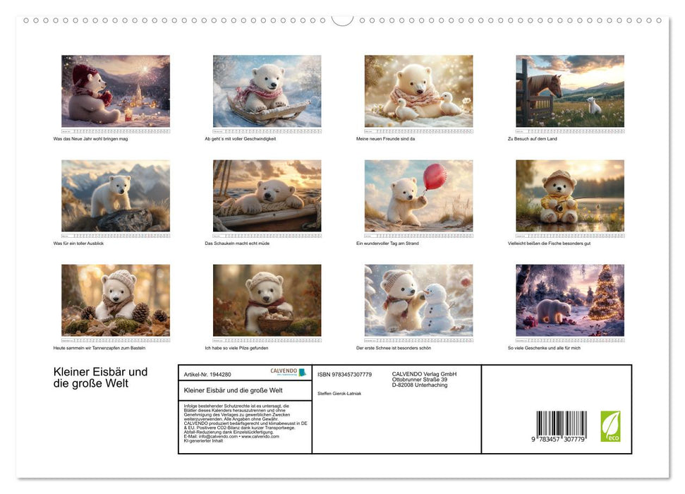 Kleiner Eisbär und die große Welt (CALVENDO Premium Wandkalender 2026)
