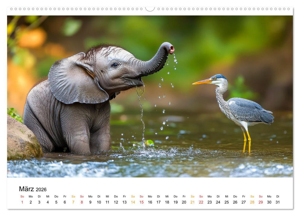 Elefanten Kinder - kleine Riesen (CALVENDO Wandkalender 2026)