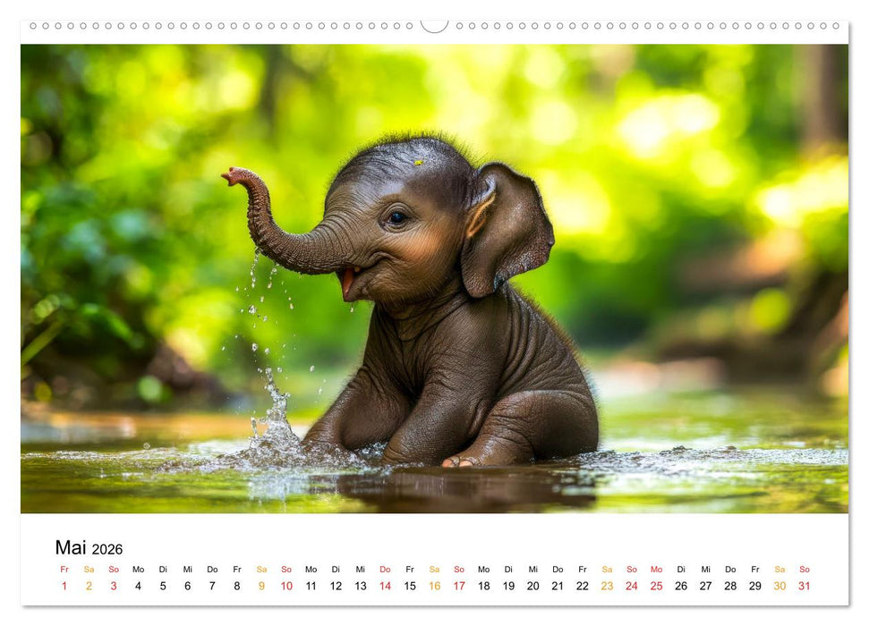 Elefanten Kinder - kleine Riesen (CALVENDO Wandkalender 2026)