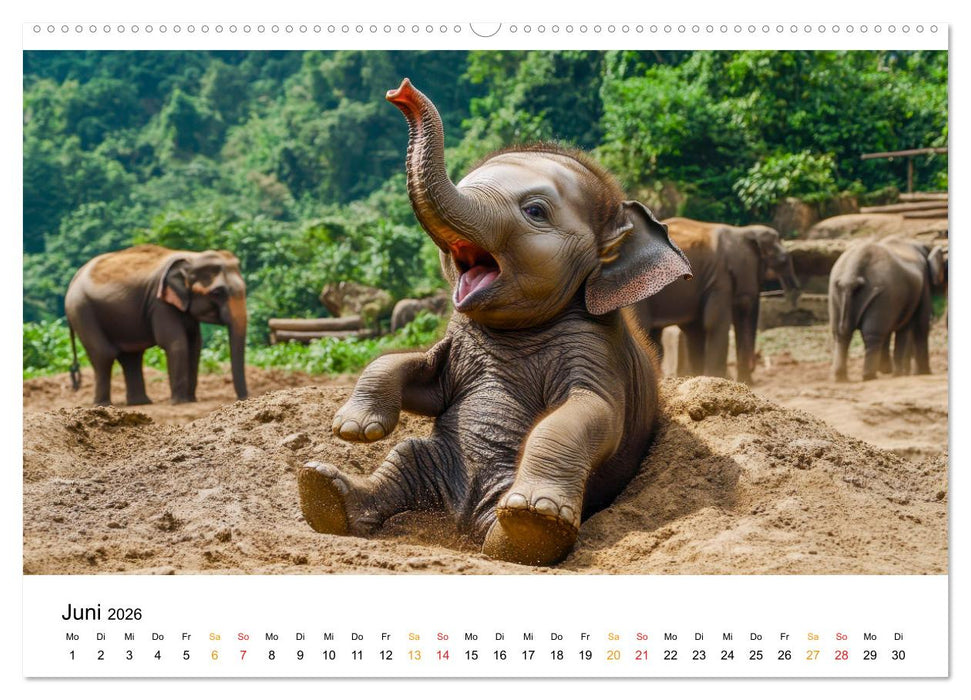 Elefanten Kinder - kleine Riesen (CALVENDO Wandkalender 2026)