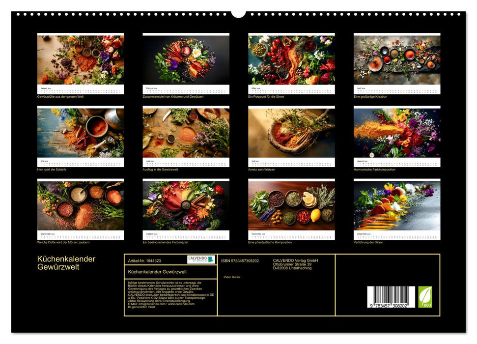 Küchenkalender Gewürzwelt (CALVENDO Premium Wandkalender 2026)