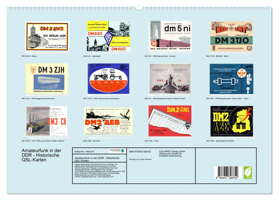 Amateurfunk in der DDR - Historische QSL-Karten (CALVENDO Premium Wandkalender 2026)