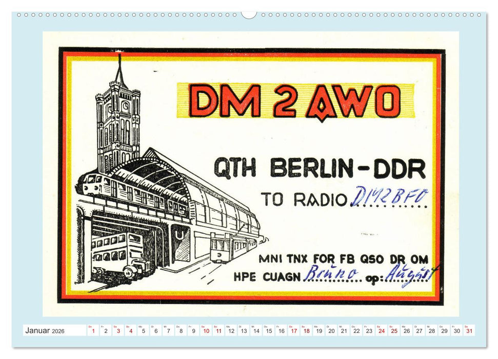 Amateurfunk in der DDR - Historische QSL-Karten (CALVENDO Premium Wandkalender 2026)