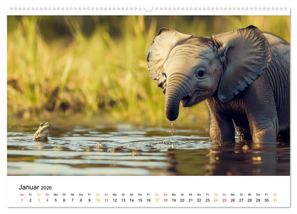 Elefanten Kinder - kleine Riesen (CALVENDO Premium Wandkalender 2026)