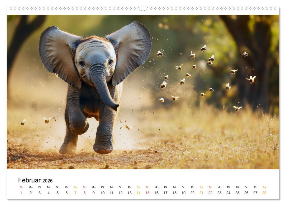 Elefanten Kinder - kleine Riesen (CALVENDO Premium Wandkalender 2026)
