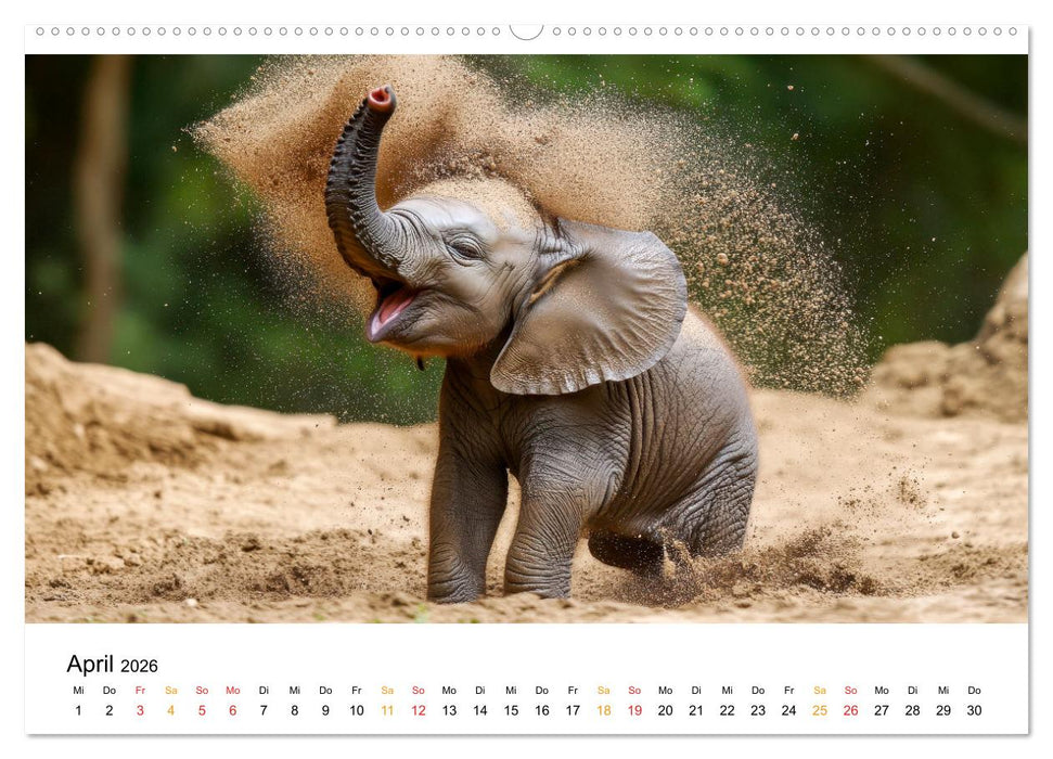 Elefanten Kinder - kleine Riesen (CALVENDO Premium Wandkalender 2026)