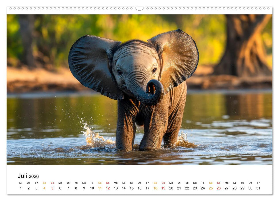 Elefanten Kinder - kleine Riesen (CALVENDO Premium Wandkalender 2026)