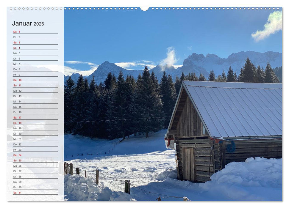 Alpenauszeit - Die Berghütten unserer Alpen (CALVENDO Wandkalender 2026)