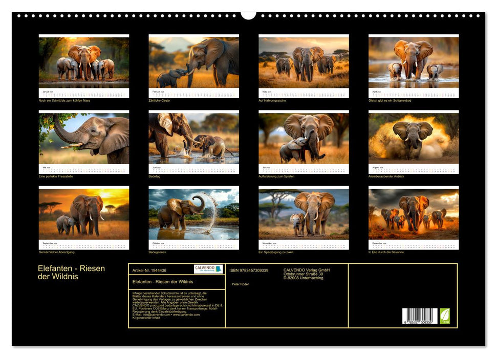 Elefanten - Riesen der Wildnis (CALVENDO Wandkalender 2026)
