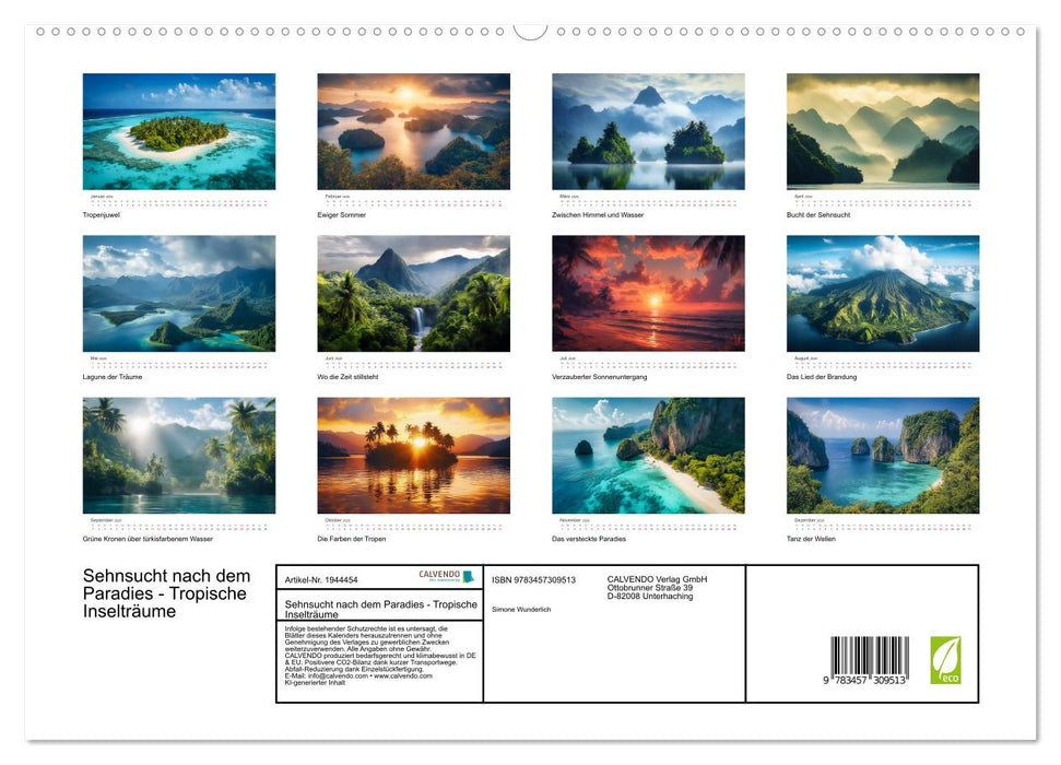Sehnsucht nach dem Paradies - Tropische Inselträume (CALVENDO Premium Wandkalender 2026)