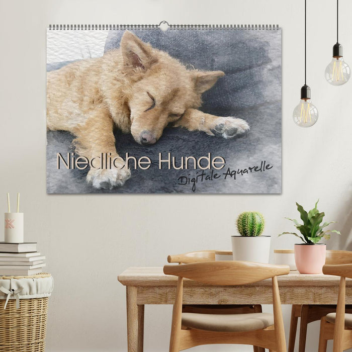 Niedliche Hunde - Digitale Aquarelle (CALVENDO Wandkalender 2026)