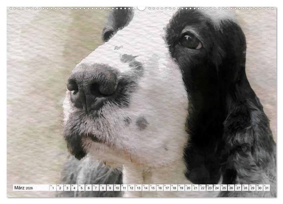 Niedliche Hunde - Digitale Aquarelle (CALVENDO Wandkalender 2026)