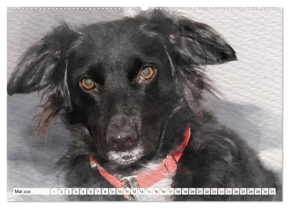 Niedliche Hunde - Digitale Aquarelle (CALVENDO Wandkalender 2026)