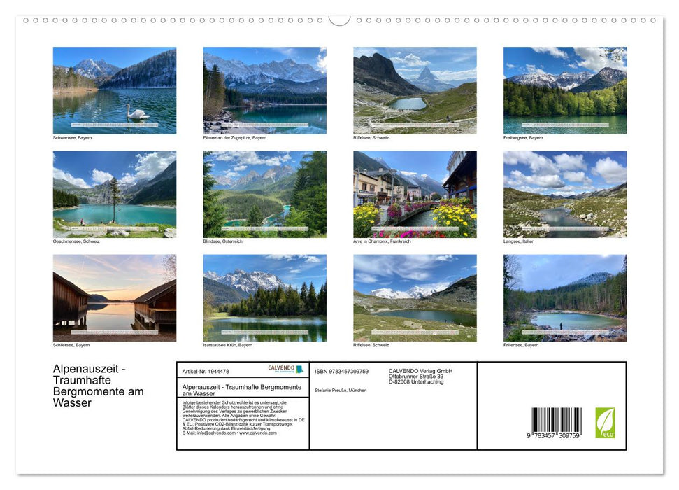 Alpenauszeit - Traumhafte Bergmomente am Wasser (CALVENDO Premium Wandkalender 2026)