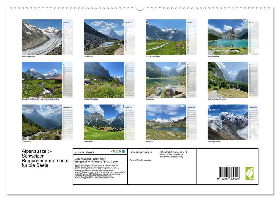 Alpenauszeit - Schweizer Bergsommermomente für die Seele (CALVENDO Premium Wandkalender 2026)