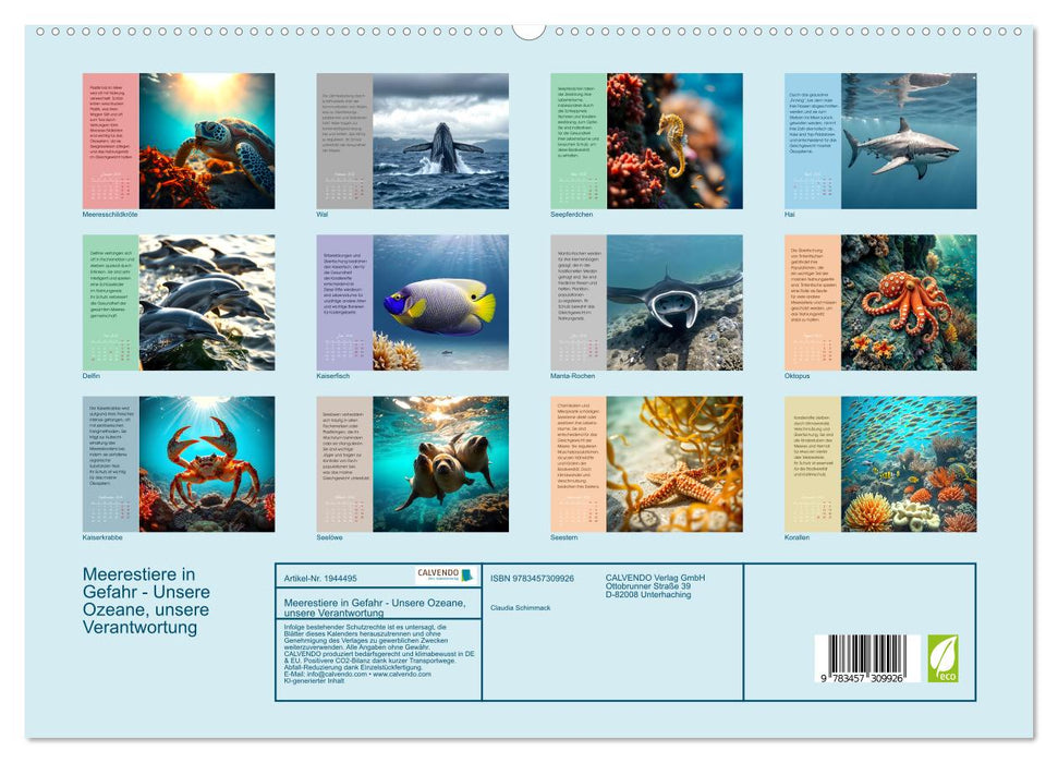 Meerestiere in Gefahr - Unsere Ozeane, unsere Verantwortung (CALVENDO Premium Wandkalender 2026)
