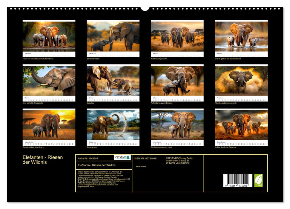 Elefanten - Riesen der Wildnis (CALVENDO Premium Wandkalender 2026)