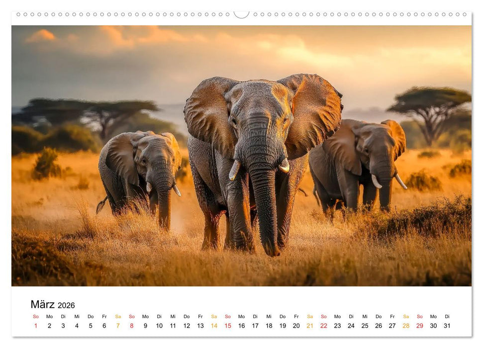 Elefanten - Riesen der Wildnis (CALVENDO Premium Wandkalender 2026)