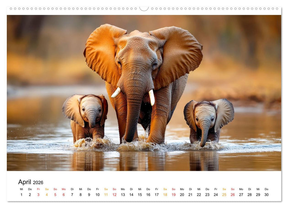 Elefanten - Riesen der Wildnis (CALVENDO Premium Wandkalender 2026)