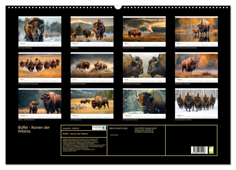 Büffel - Ikonen der Wildnis (CALVENDO Wandkalender 2026)