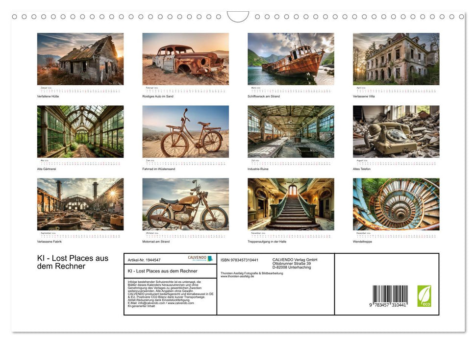 KI - Lost Places aus dem Rechner (CALVENDO Wandkalender 2026)
