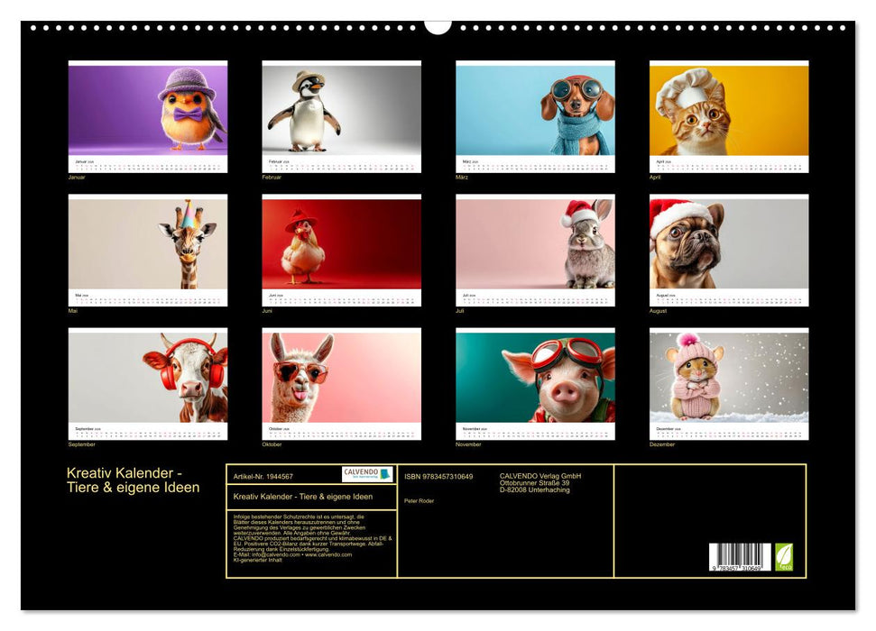 Kreativ Kalender - Tiere & eigene Ideen (CALVENDO Wandkalender 2026)
