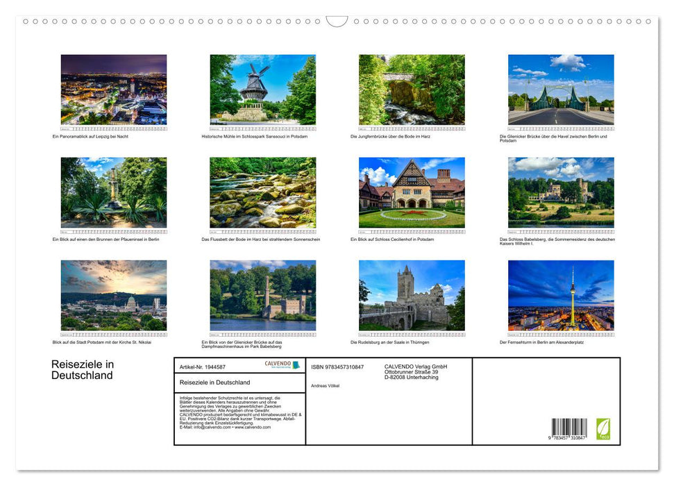 Reiseziele in Deutschland (CALVENDO Wandkalender 2026)