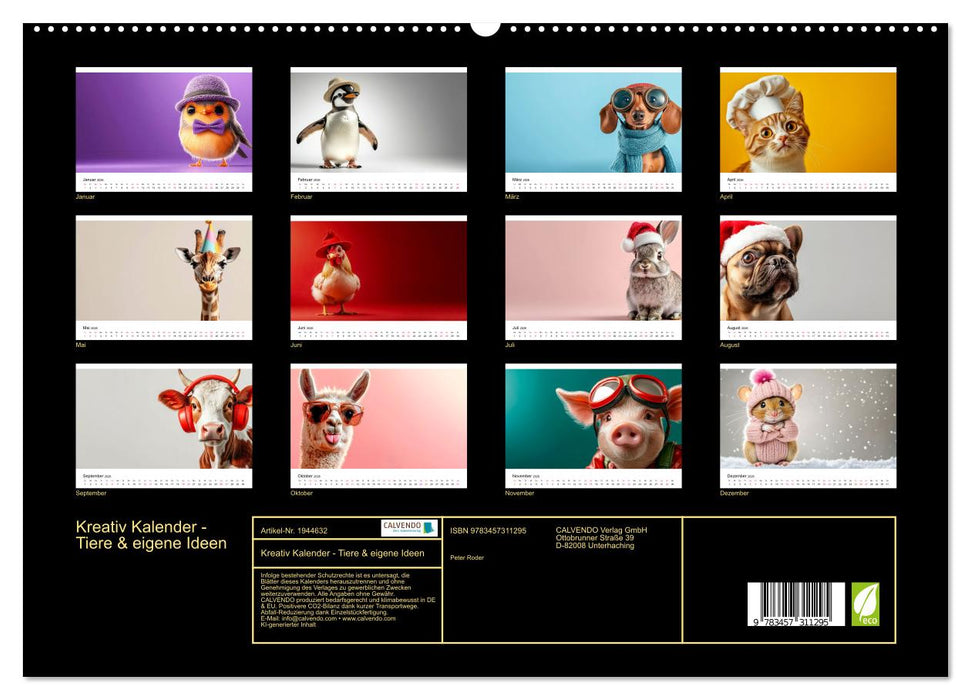 Kreativ Kalender - Tiere & eigene Ideen (CALVENDO Premium Wandkalender 2026)