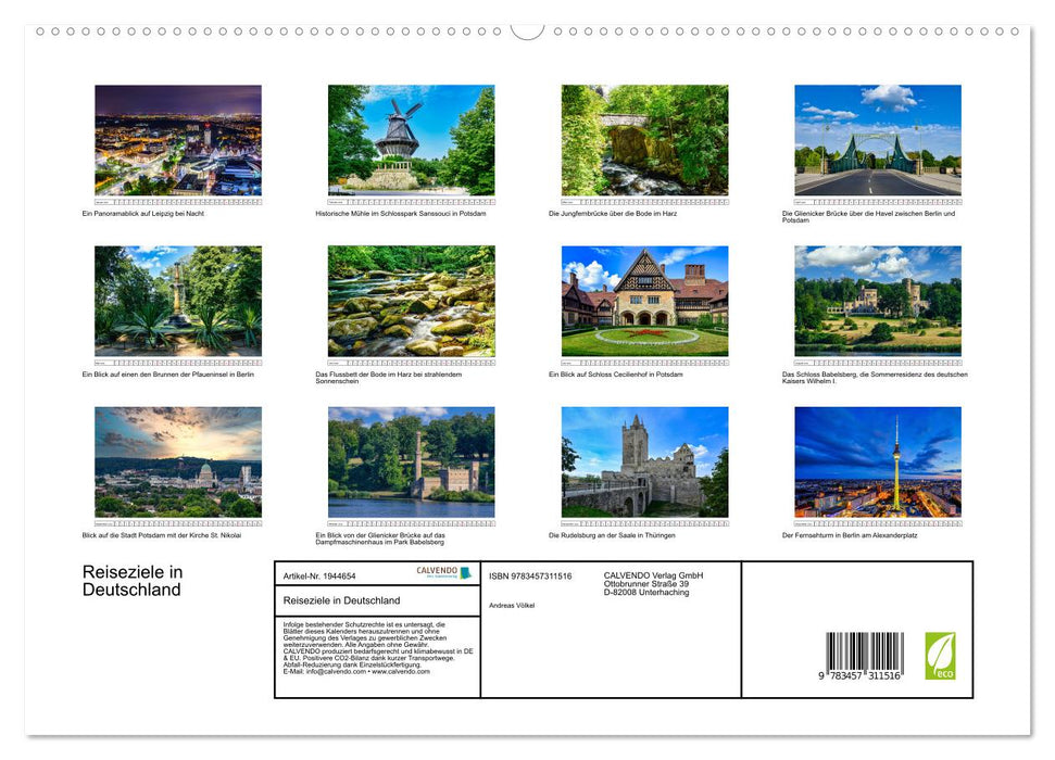 Reiseziele in Deutschland (CALVENDO Premium Wandkalender 2026)