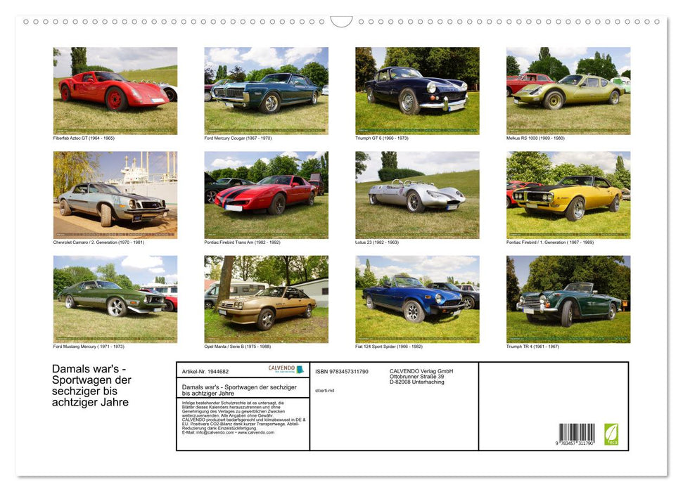 Damals war's - Sportwagen der sechziger bis achtziger Jahre (CALVENDO Wandkalender 2026)