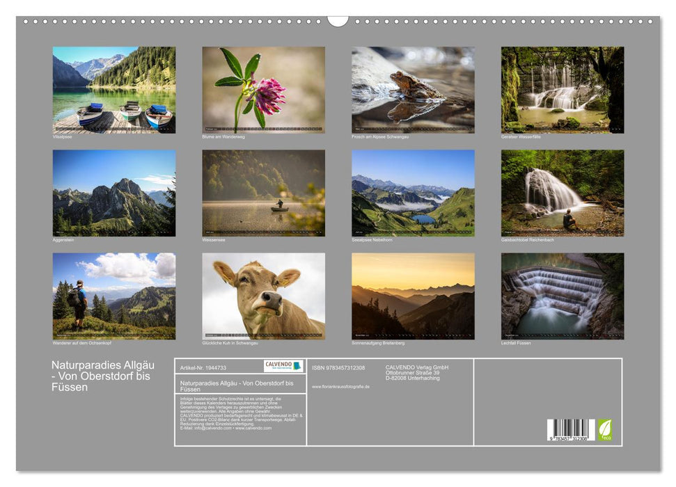 Naturparadies Allgäu - Von Oberstdorf bis Füssen (CALVENDO Wandkalender 2026)