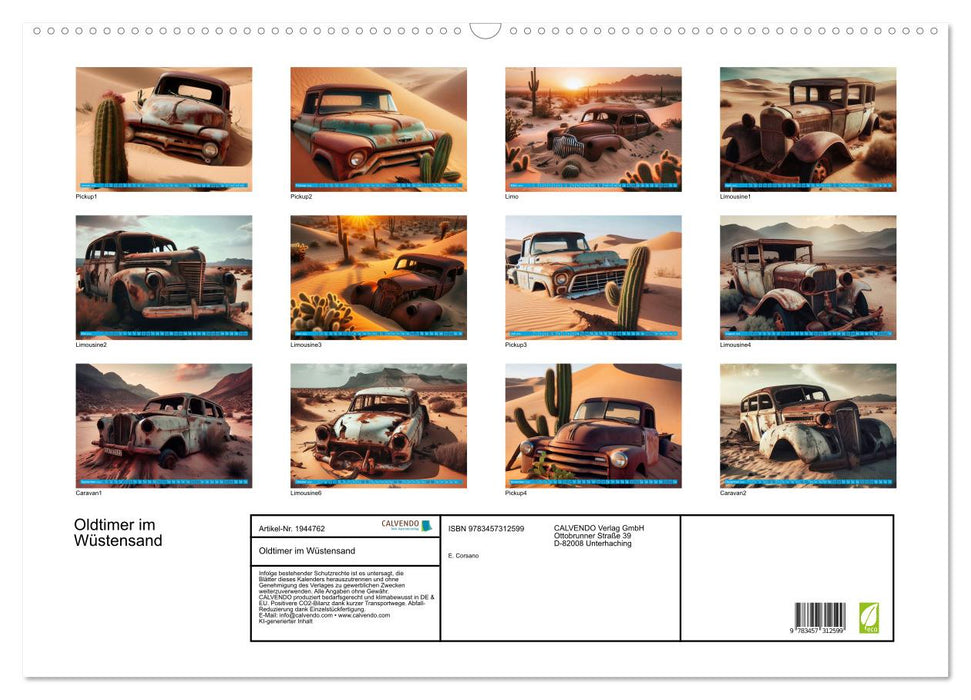 Oldtimer im Wüstensand (CALVENDO Wandkalender 2026)