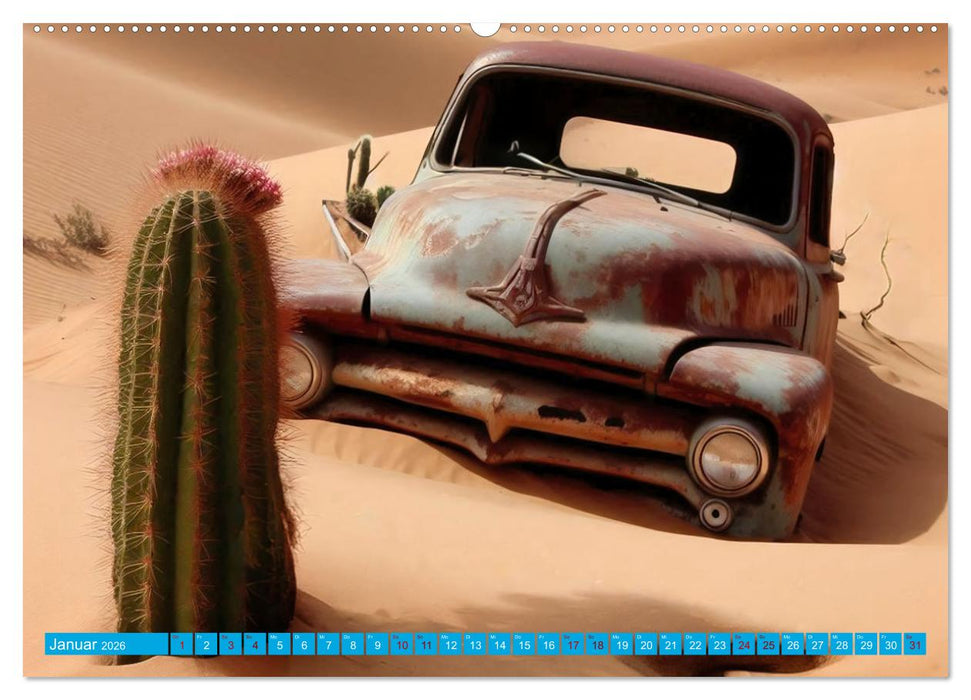 Oldtimer im Wüstensand (CALVENDO Wandkalender 2026)