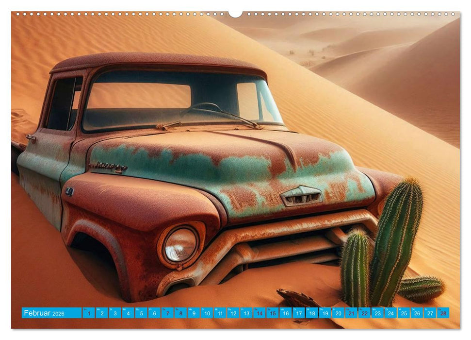Oldtimer im Wüstensand (CALVENDO Wandkalender 2026)