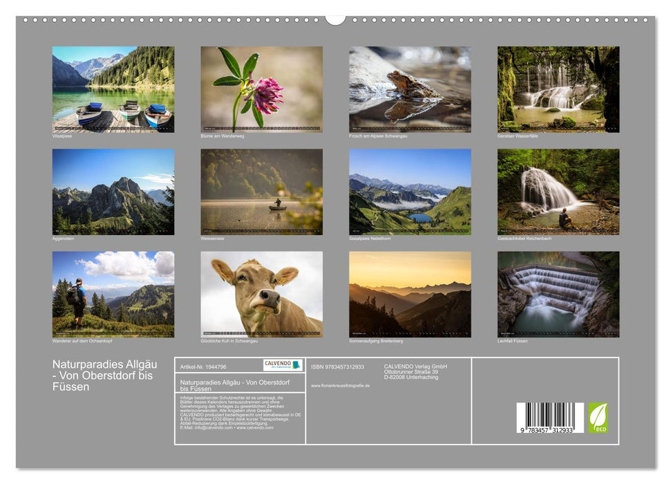 Naturparadies Allgäu - Von Oberstdorf bis Füssen (CALVENDO Premium Wandkalender 2026)