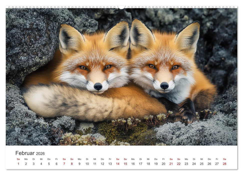 Wild und weich - Die zauberhafte Welt der Rotfüchse (CALVENDO Premium Wandkalender 2026)