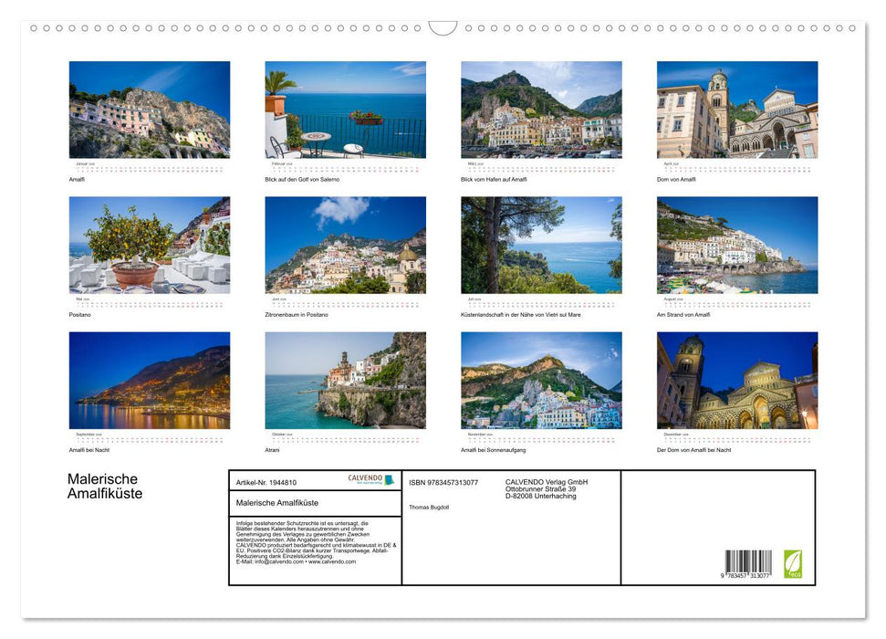 Malerische Amalfiküste (CALVENDO Wandkalender 2026)