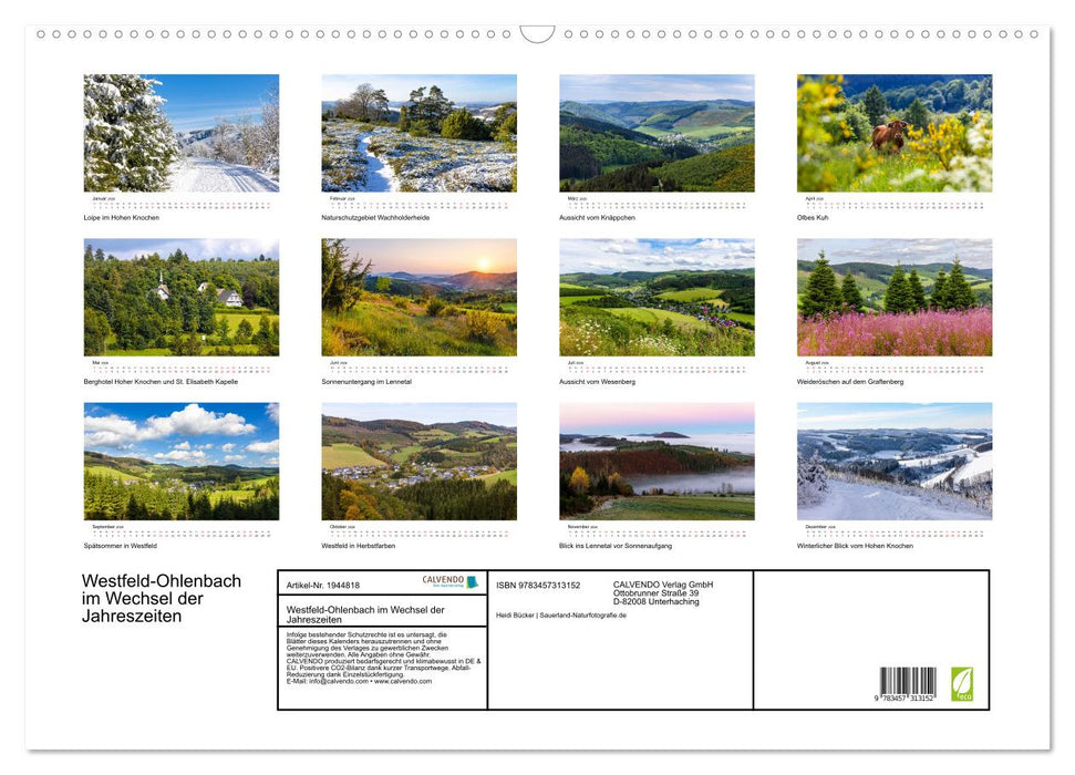 Westfeld-Ohlenbach im Wechsel der Jahreszeiten (CALVENDO Wandkalender 2026)