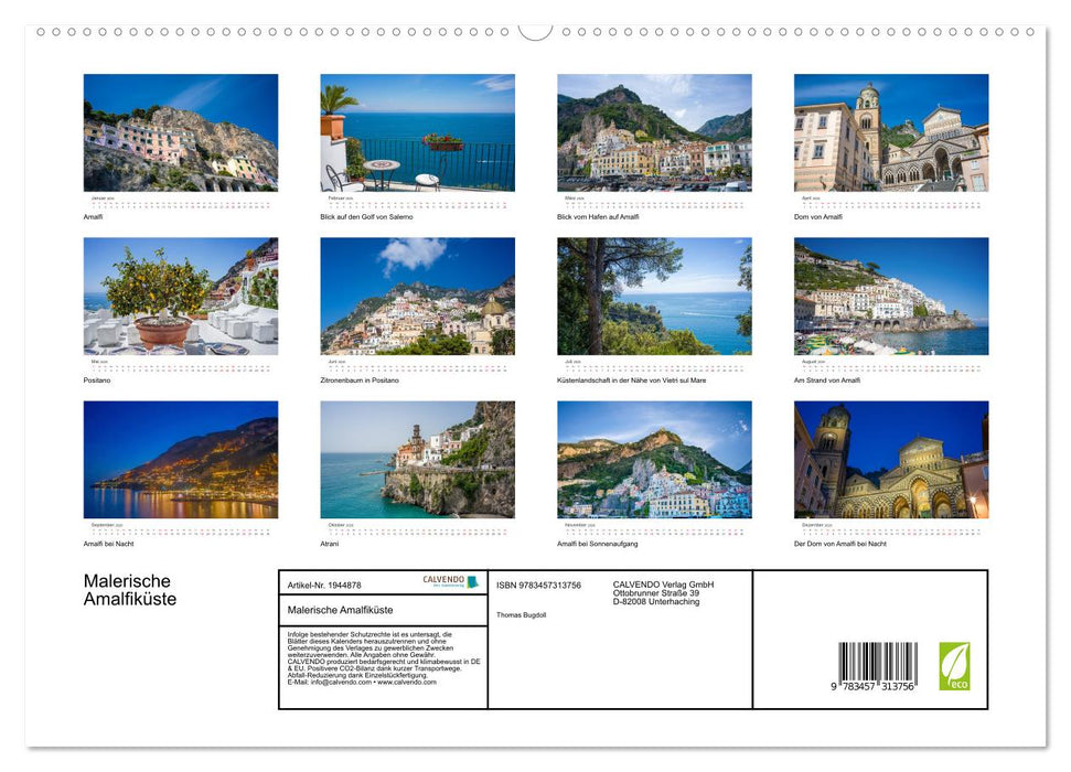 Malerische Amalfiküste (CALVENDO Premium Wandkalender 2026)