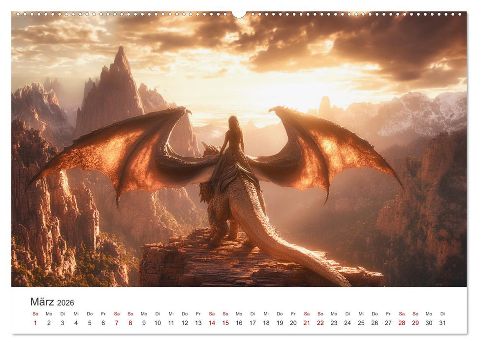 Kraft und Magie - Die Welt der Drachenkriegerinnen (CALVENDO Wandkalender 2026)