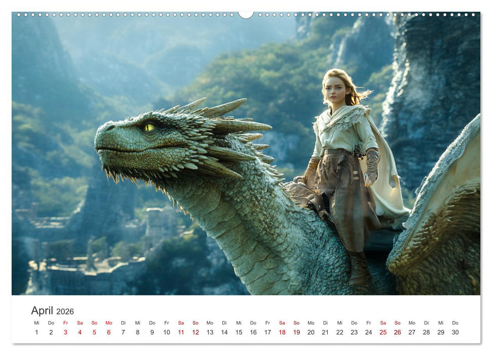 Kraft und Magie - Die Welt der Drachenkriegerinnen (CALVENDO Wandkalender 2026)