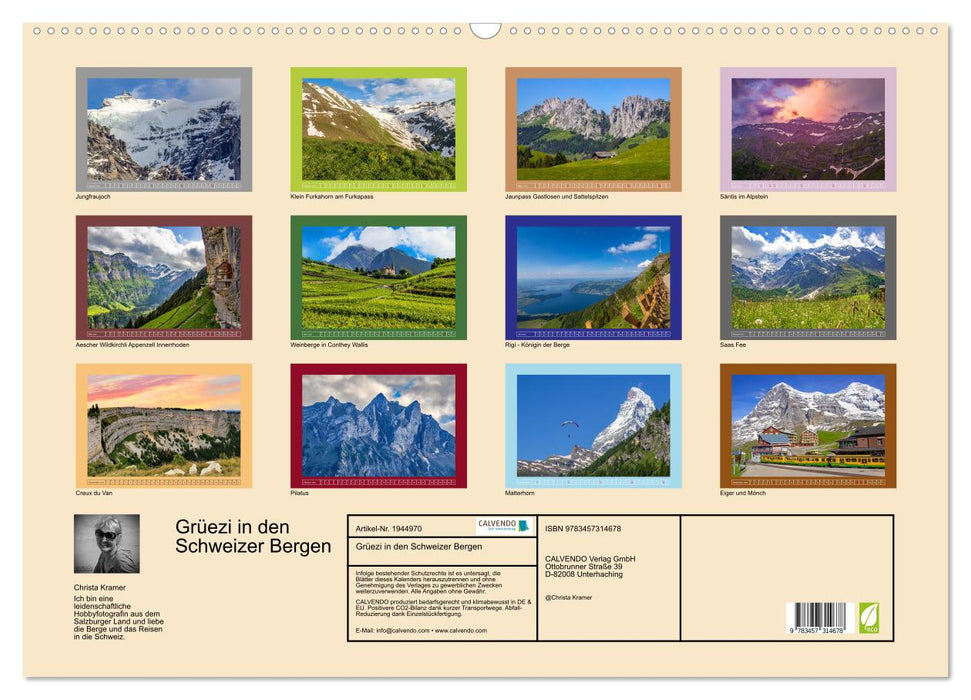 Grüezi in den Schweizer Bergen (CALVENDO Wandkalender 2026)
