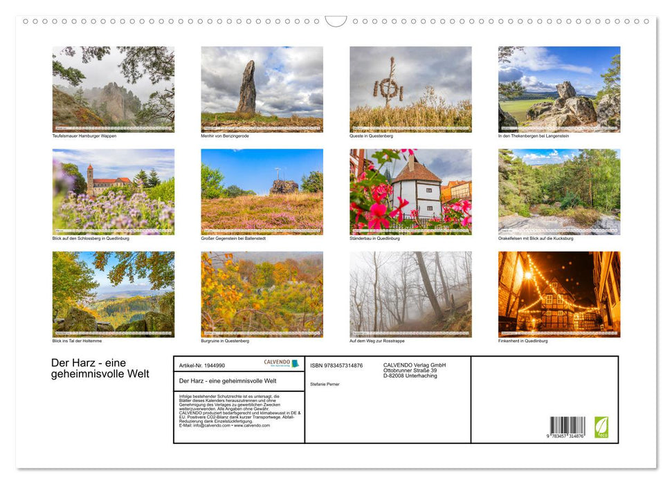 Der Harz - eine geheimnisvolle Welt (CALVENDO Wandkalender 2026)
