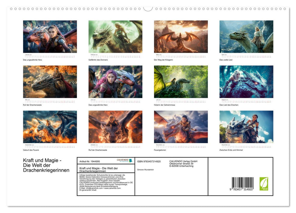 Kraft und Magie - Die Welt der Drachenkriegerinnen (CALVENDO Premium Wandkalender 2026)