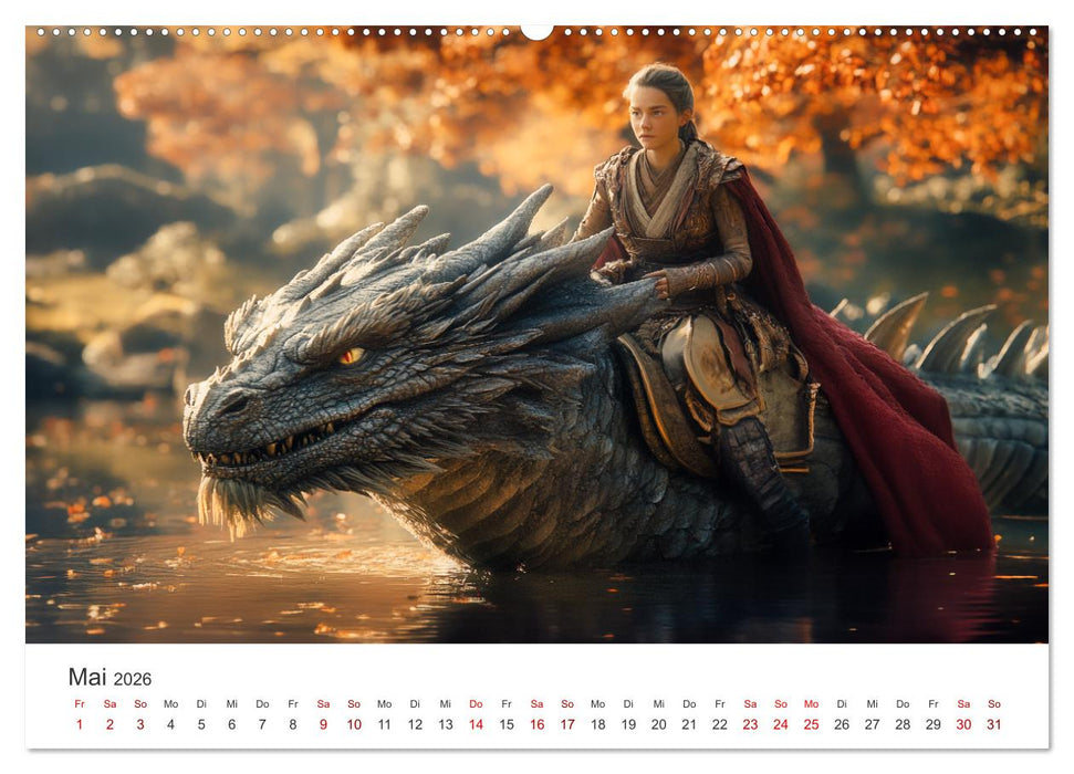Kraft und Magie - Die Welt der Drachenkriegerinnen (CALVENDO Premium Wandkalender 2026)
