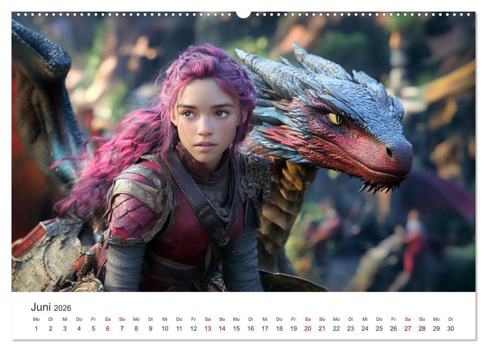 Kraft und Magie - Die Welt der Drachenkriegerinnen (CALVENDO Premium Wandkalender 2026)